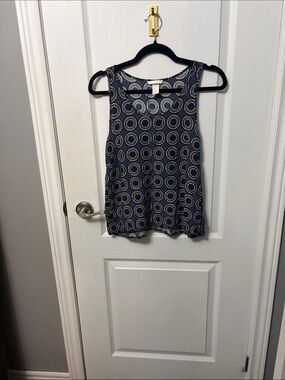 H&M Sleeveless Navy Circle-Print Tank Top